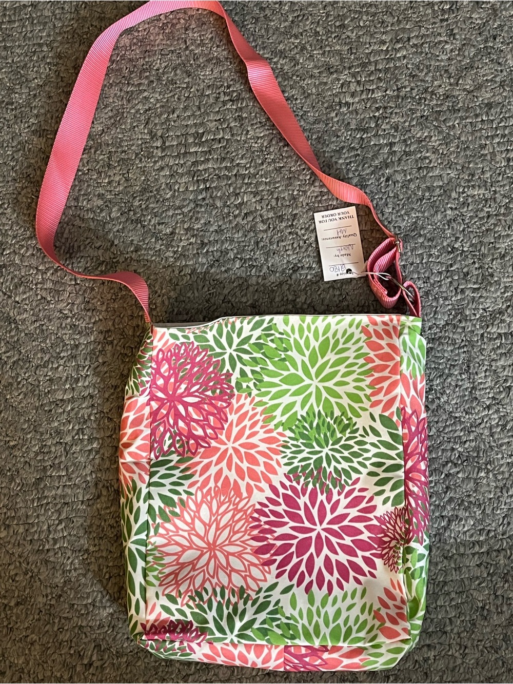Floral Pink & Green Crossbody Tote Bag Destiny Handbags
